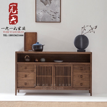 New Chinese white wax wood tea room locker Zen dining cabinet locker solid wood living room furniture