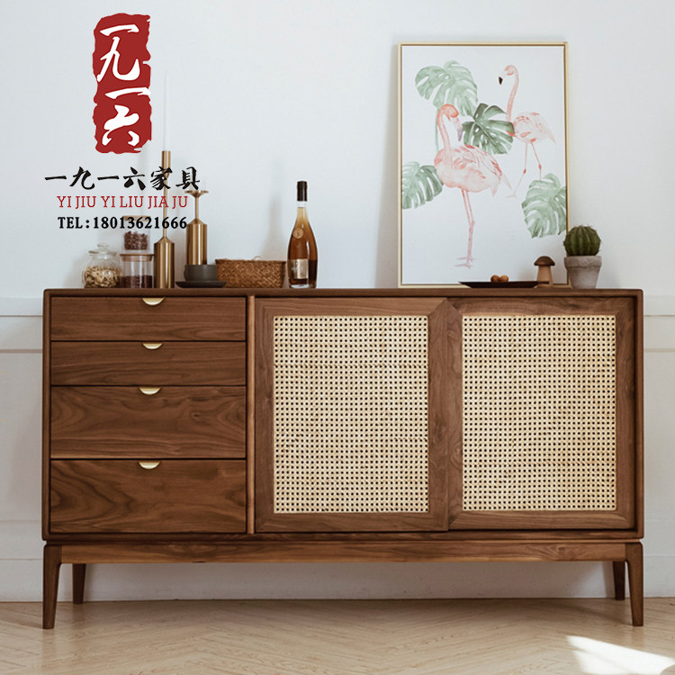 New Chinese All-solid Wood Meal Cabinet Nordic Household Cabinet Modern Simple Large Cabinet