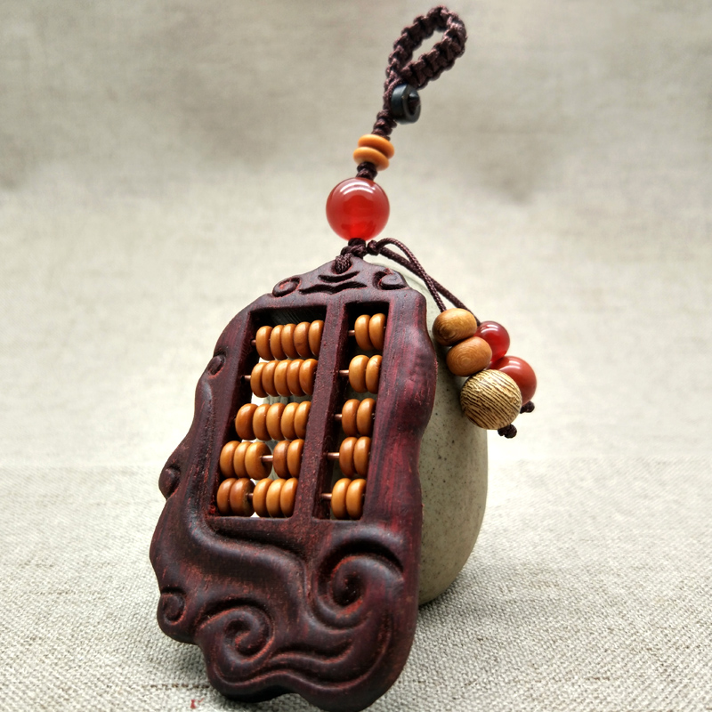 Creative Goat Corner Abacus Key Buckle Handmade Car Gold Van Two Sandalwood Men And Women Keyring Trick Pendant Gift