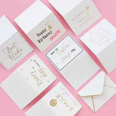 Creative mini hot stamping card blank New Year's Day blessing postcard thank card folding birthday card