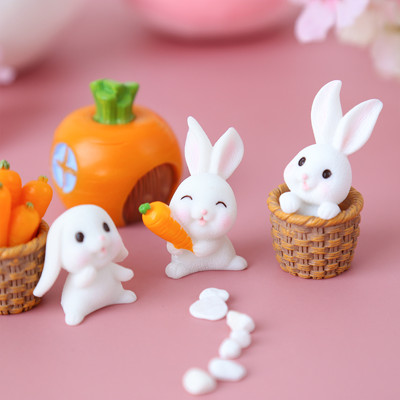Cute cartoon Rob rabbit resin decorated work desktop bedroom room animal decoration shooting props