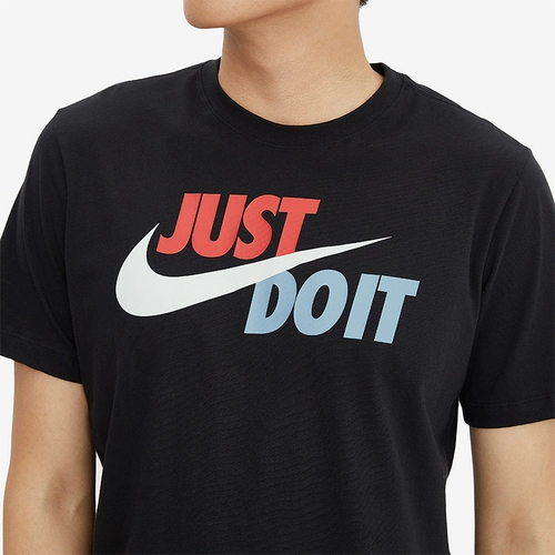 Nike Подлинный мужчина с короткими рукавами просто сделайте это круглой шеей JDI Черно-белая базовая спортивная футболка AR5007-010