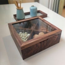 North American Black Walnuts Solid Wood Quality Creative Chinese Fruits Pan Dried Fruit Pan Dried Fruit Box Candy Divided with cover upscale antique