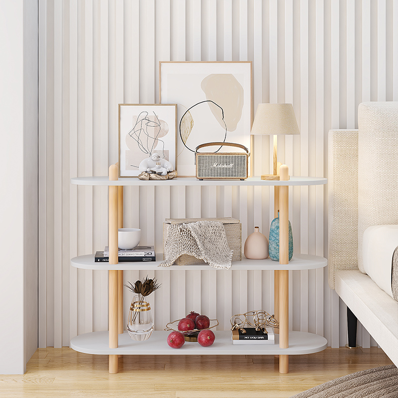 Net red solid wood landing multi-layer shelf living room to collect bookshelf bedroom bedside cabinet minimally modern