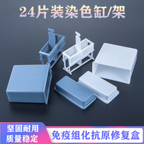 Plastic staining tank Antigen retrieval box 24 pieces 30 pieces loaded glass staining tank white staining rack gray