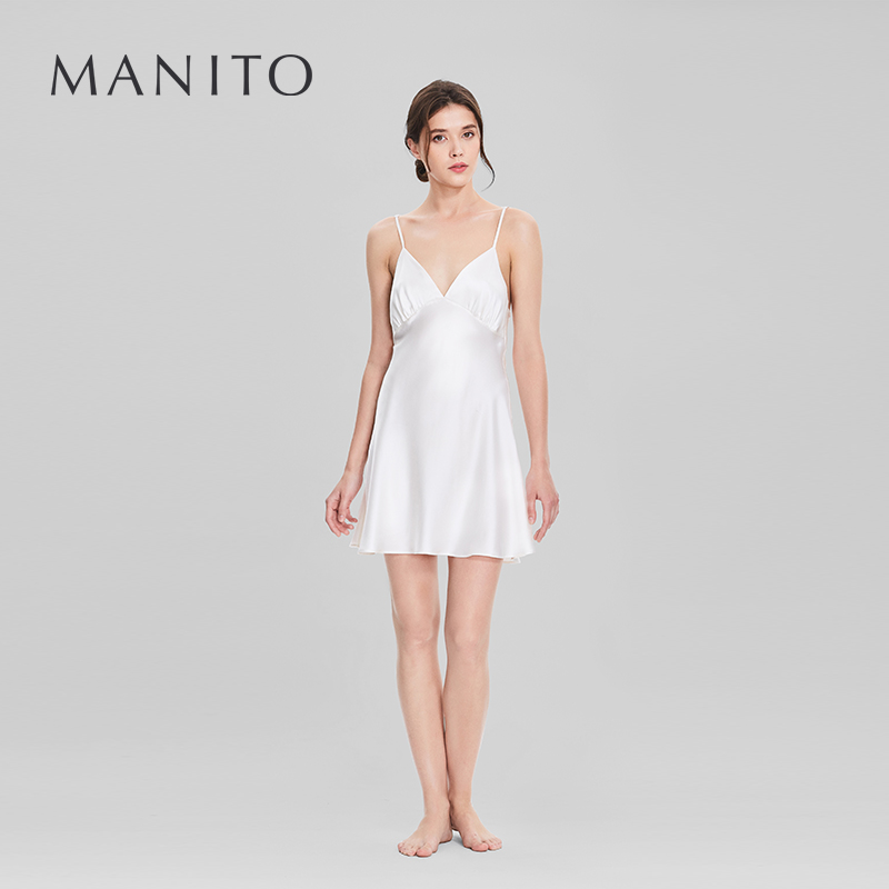 MANITO Manito Essential silk suspender short nightdress sexy solid mulberry silk pajamas spring/summer