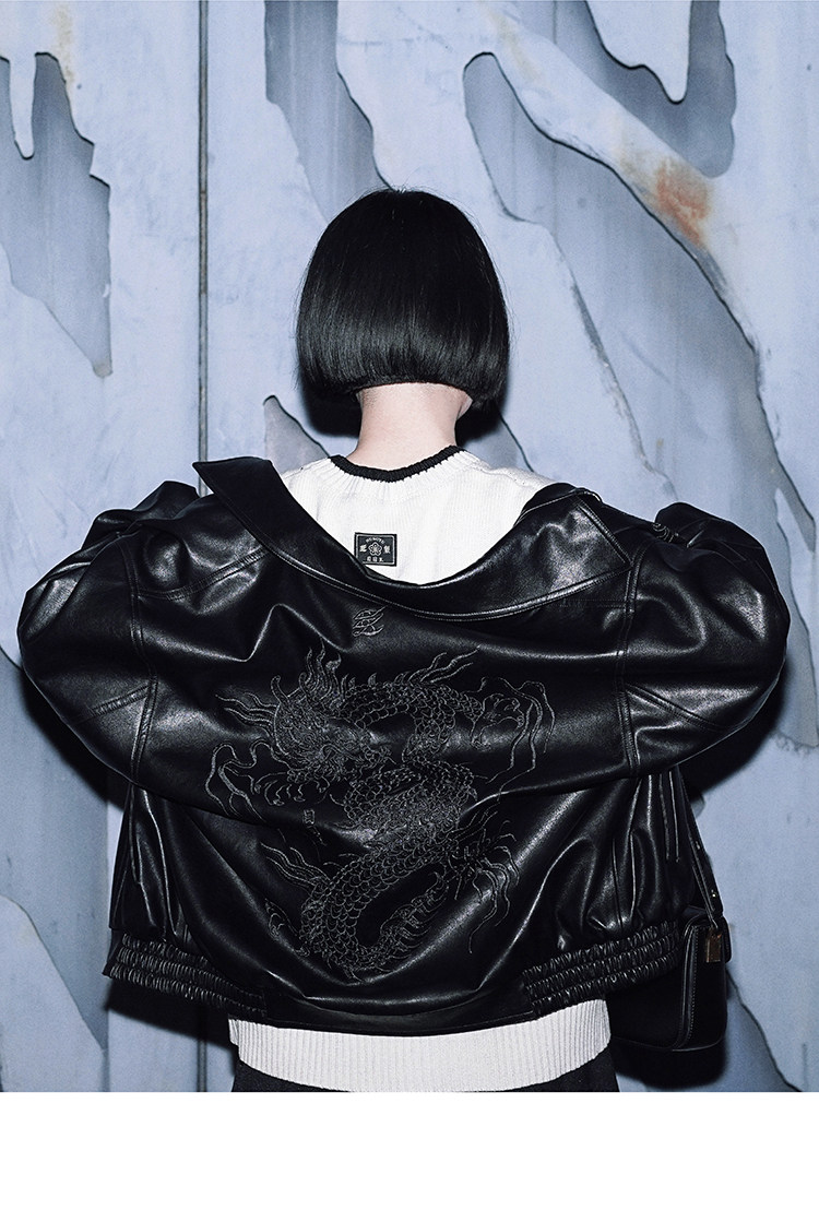 刺繍　vintage レザージャケット　ライナー付き ドラゴン刺繍レザージャケット｜チャイナ｜ヴィンテージ風 - ショップ