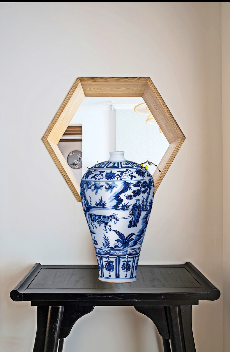 Jingdezhen porcelain vases, antique hand - made imitation of yuan blue and white guiguzi down big pot sitting room adornment is placed