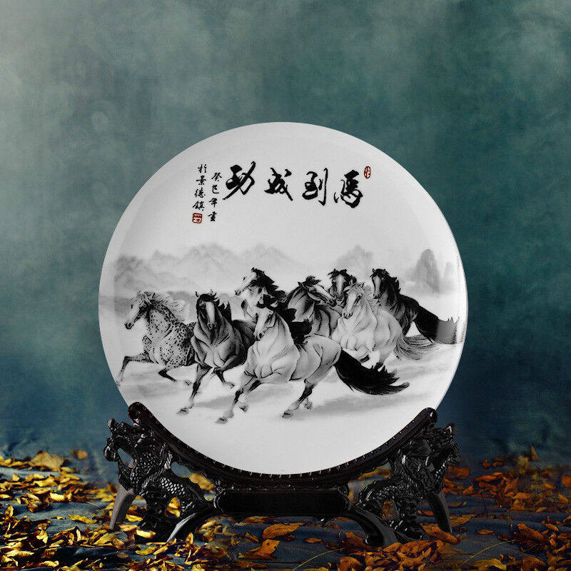 Jingdezhen ceramics decorative plate modern new Chinese home accessories entrance living room TV cabinet wine cabinet ornaments