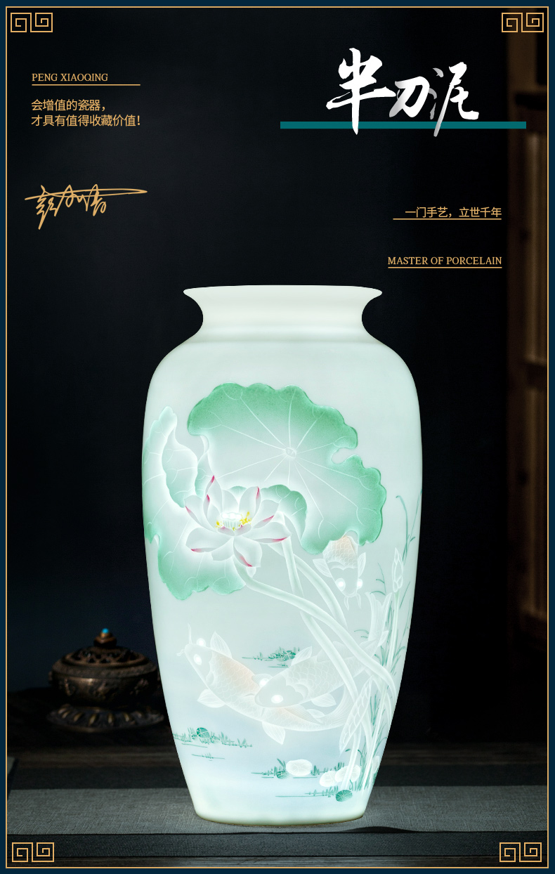 Jingdezhen ceramic vase furnishing articles by hand - made rich ancient frame light the key-2 luxury of new Chinese style household, the sitting room porch decoration