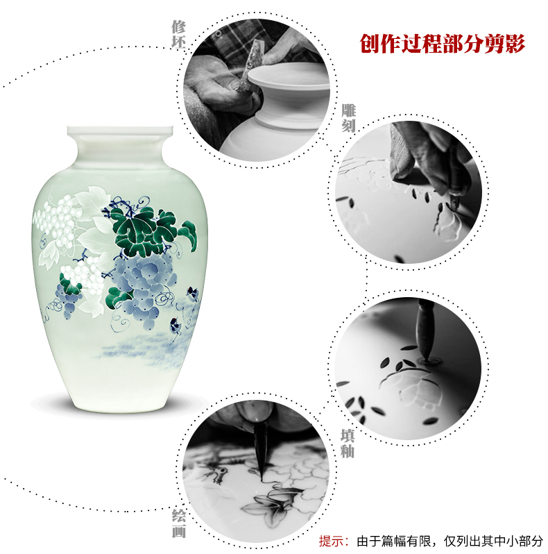 The Master of jingdezhen ceramics hand - made pastel thin foetus vase of new Chinese style household adornment rich ancient frame furnishing articles sitting room