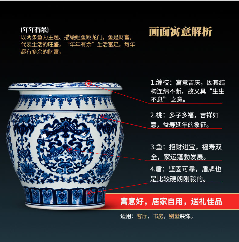 Jingdezhen ceramics by hand draw Chinese blue and white porcelain vase sitting room adornment is placed on the calligraphy and painting scroll cylinder