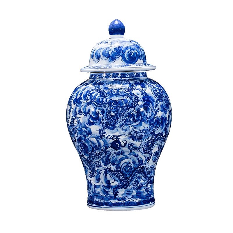 Jingdezhen ceramics vase furnishing articles imitation qianlong YunLongWen name plum bottle of blue and white porcelain Chinese style household decoration sitting room