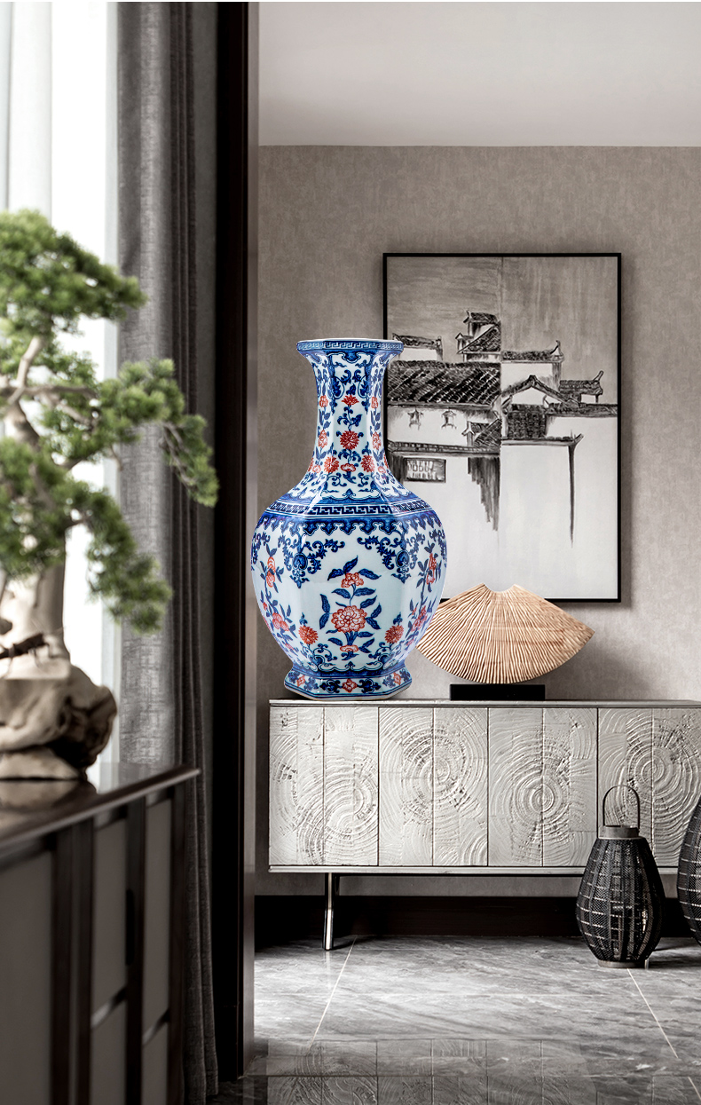 Jingdezhen ceramic vase furnishing articles Chinese antique blue and white porcelain flower arrangement sitting room rich ancient frame porcelain decoration process