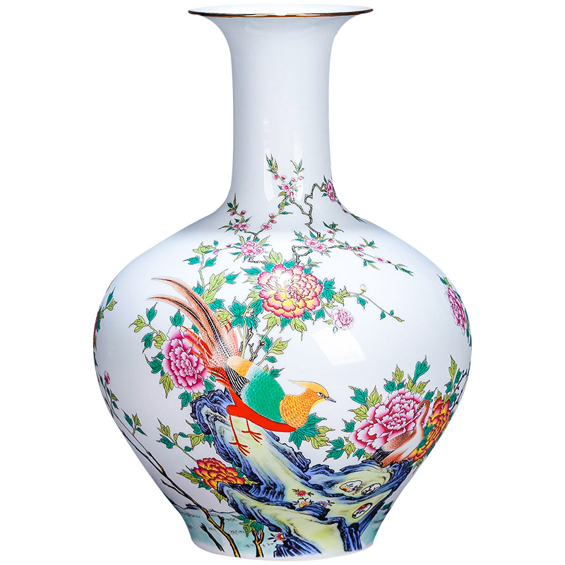 Jingdezhen ceramic vase furnishing articles pastel thin body new Chinese flower arranging to restore ancient ways small rich ancient frame sitting room adornment