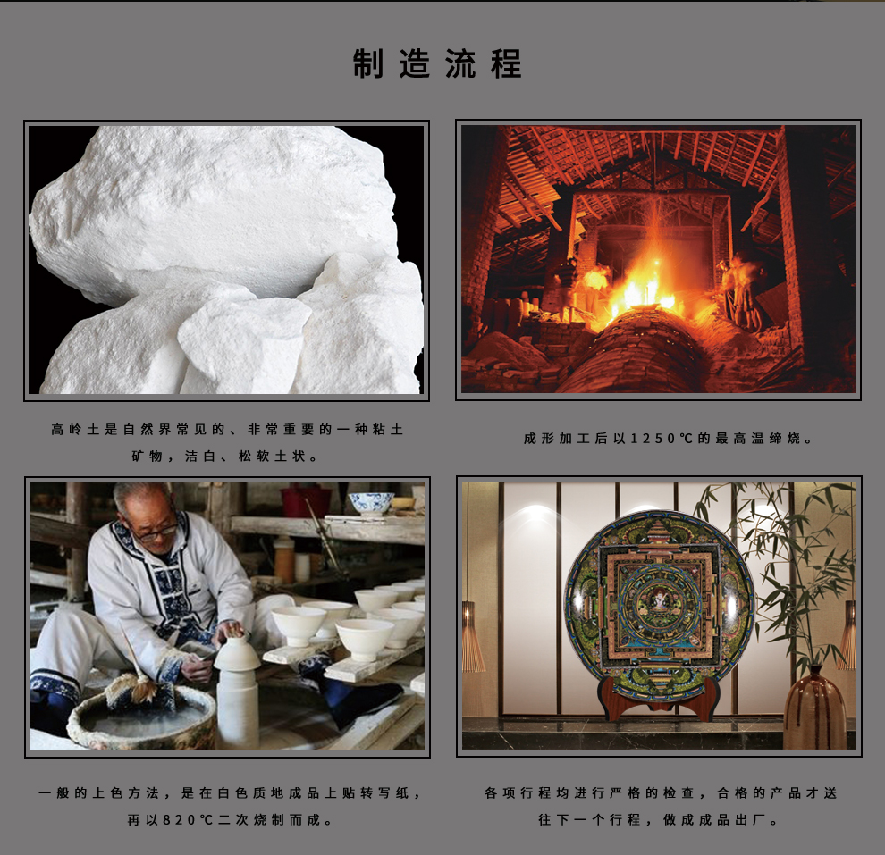 Jingdezhen ceramic decoration plate of new Chinese style living room TV cabinet decoration creative household furnishing articles wine crafts