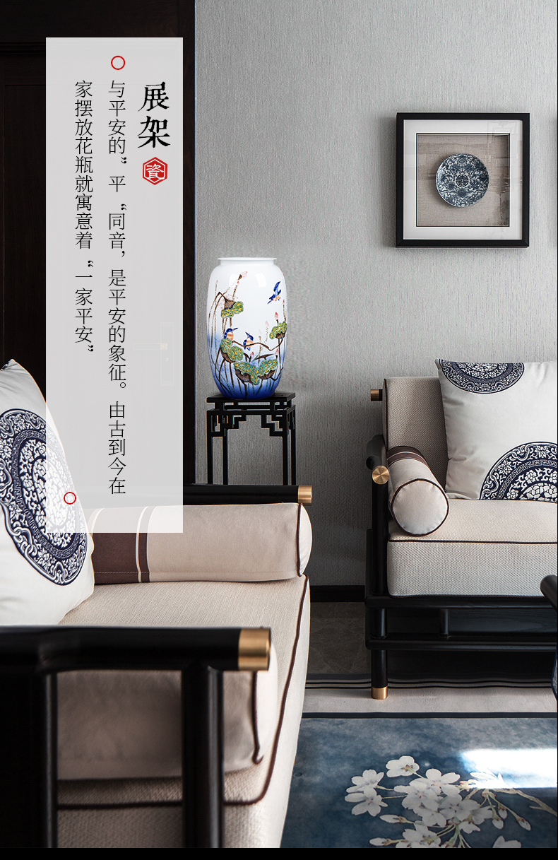 Jingdezhen ceramics hand - made enamel vase large living room TV cabinet decoration of Chinese style household furnishing articles bottle