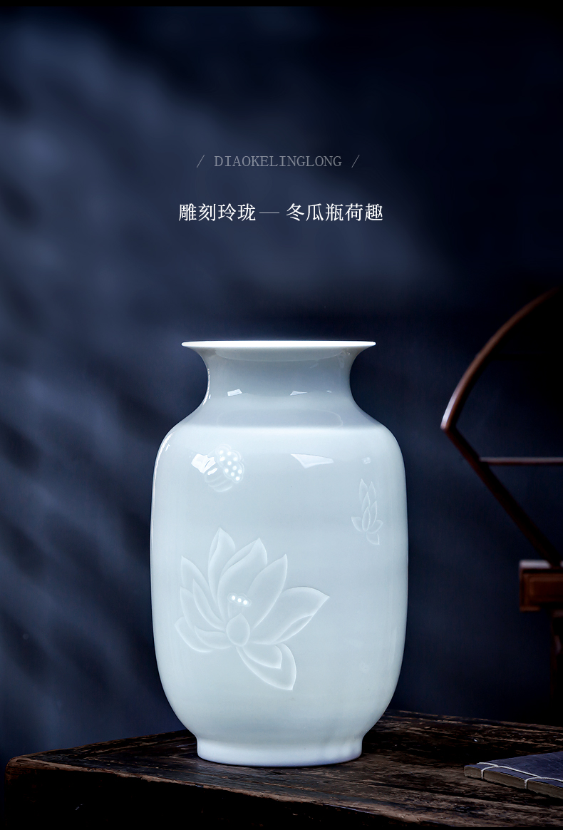 Jingdezhen new Chinese hand made exquisite thin knife clay ceramic vases, rich ancient frame lotus sitting room adornment is placed