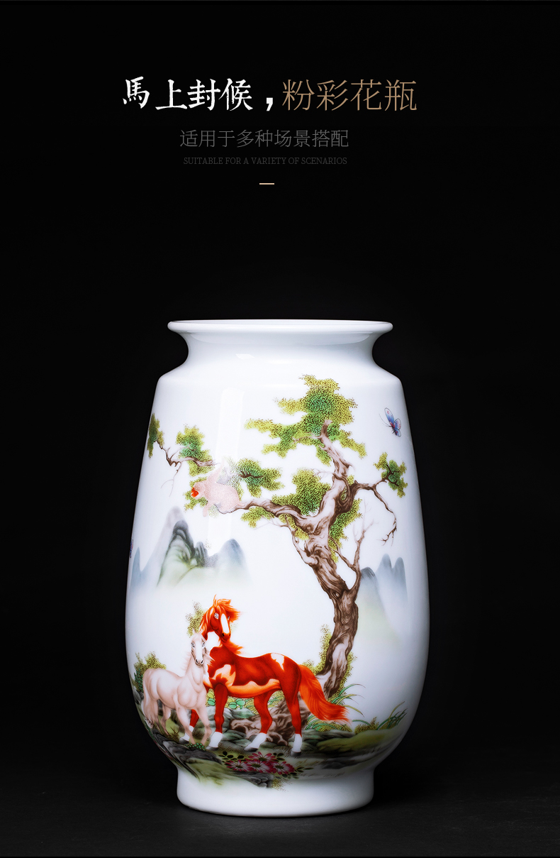 Jingdezhen ceramics dried flowers floret bottle of flower arranging living room TV cabinet rich ancient frame of Chinese style household adornment furnishing articles