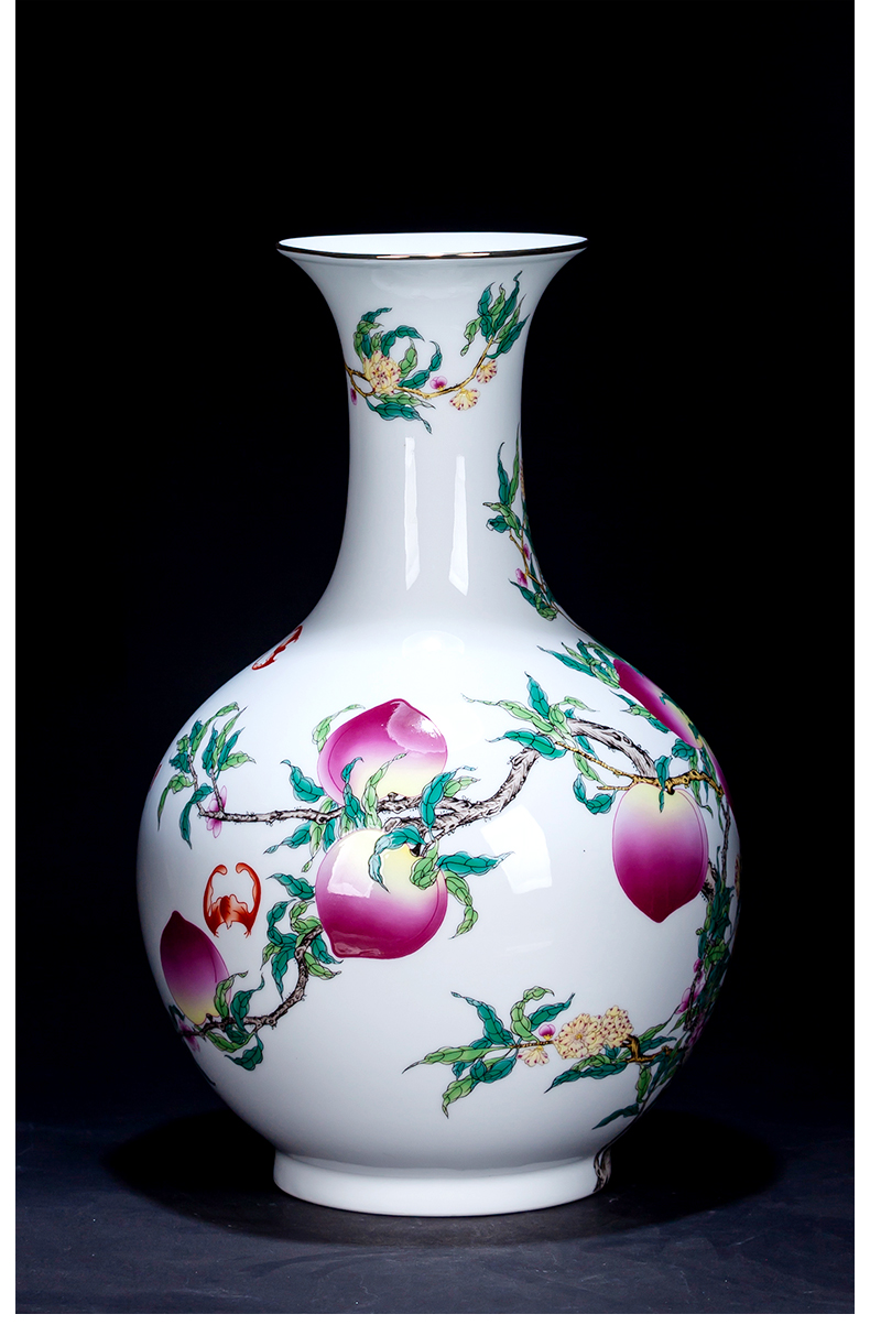 Jingdezhen ceramic vase furnishing articles large flower arranging manual of new Chinese style restoring ancient ways is about nine peach rich ancient frame sitting room adornment