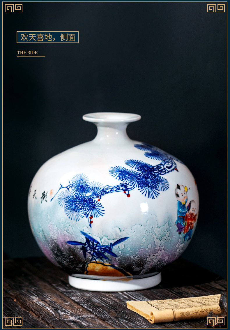 Jingdezhen ceramic vase furnishing articles by hand - made rich ancient frame light the key-2 luxury of new Chinese style household, the sitting room porch decoration