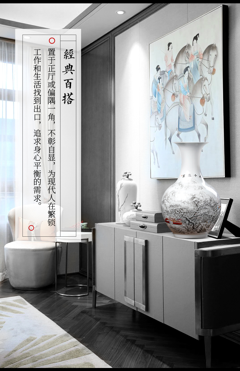 Jingdezhen ceramics vase snow large vases, flower arranging new sitting room of Chinese style household act the role ofing is tasted TV ark, furnishing articles