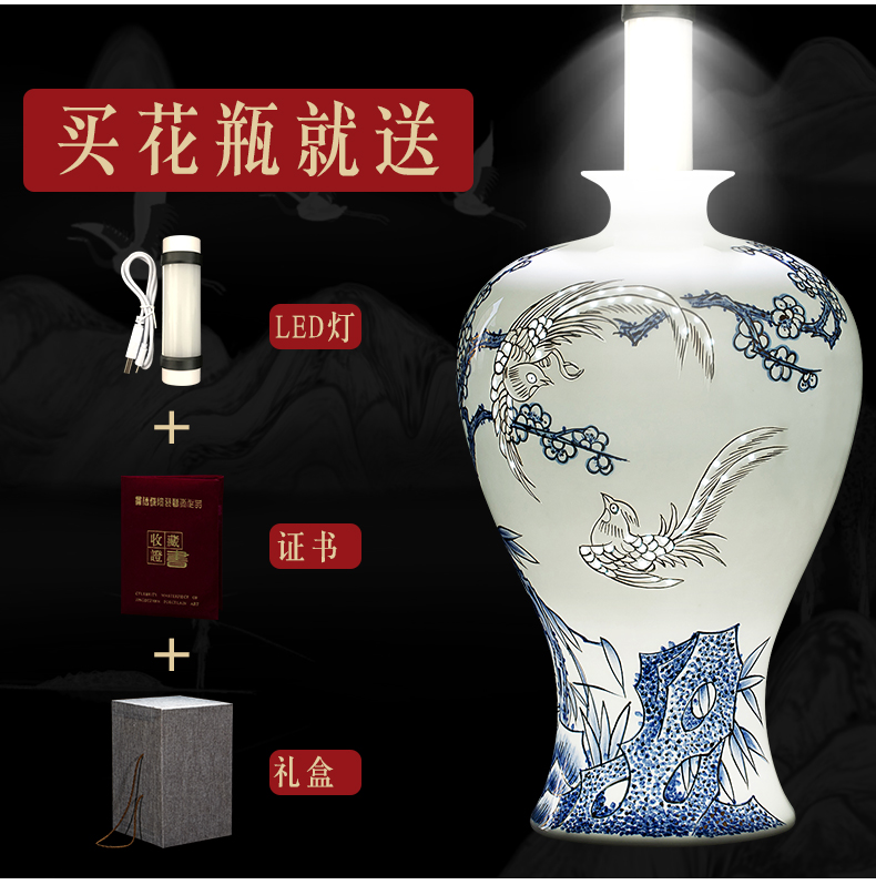 Jingdezhen ceramics vase furnishing articles hand - made paint new Chinese style living room porch flower arranging rich ancient frame handicraft