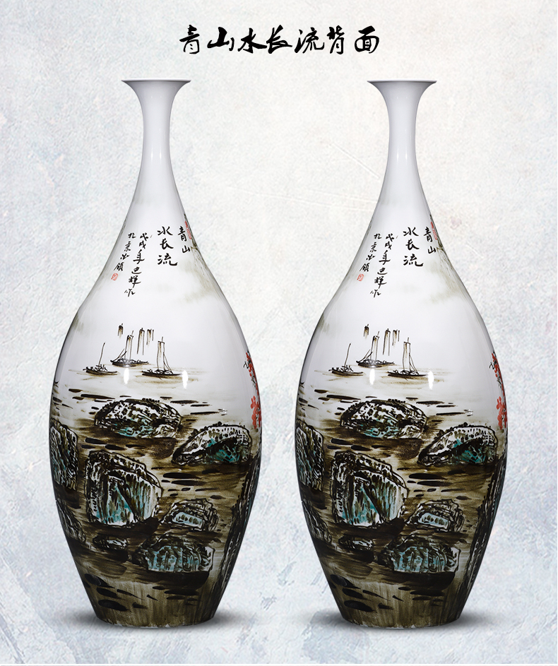 Jingdezhen ceramics vase famous hand - made under glaze color Chinese rural style home sitting room adornment is placed