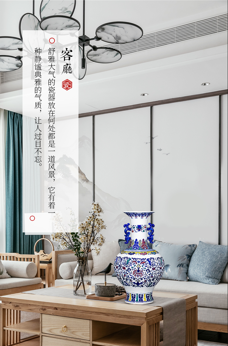 Jingdezhen ceramics hand - made porcelain imitation qianlong year bucket color vases, flower arranging new Chinese style sitting room adornment is placed