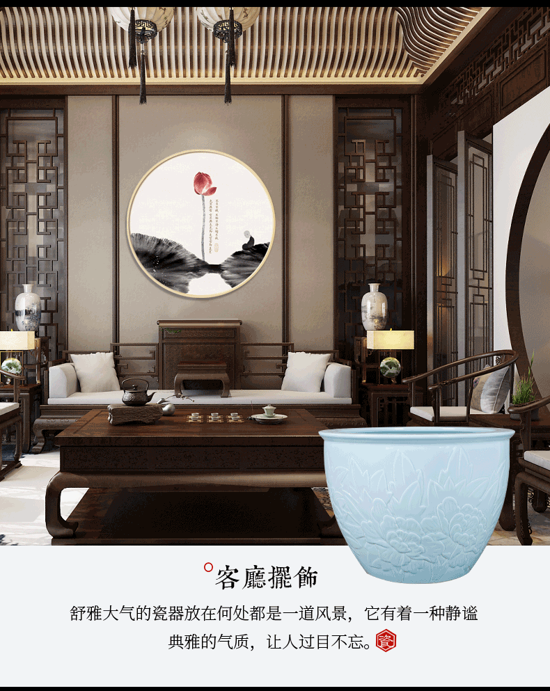 Sitting room to receive the study barrels of jingdezhen painting and calligraphy cylinder scroll cylinder engraving Chinese ground ceramic aquarium tortoise furnishing articles