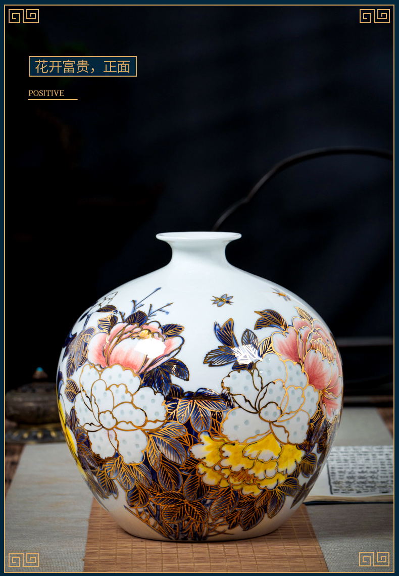 Jingdezhen ceramic vase light key-2 luxury furnishing articles by hand - made paint the living room of Chinese style household rich ancient frame porch decoration