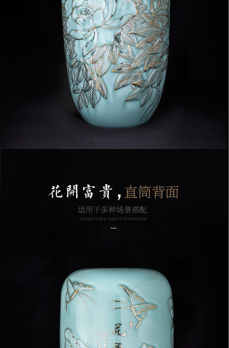 The Master of jingdezhen ceramics hand - made paint the drum shadow blue bottles of Chinese style living room home rich ancient frame furnishing articles