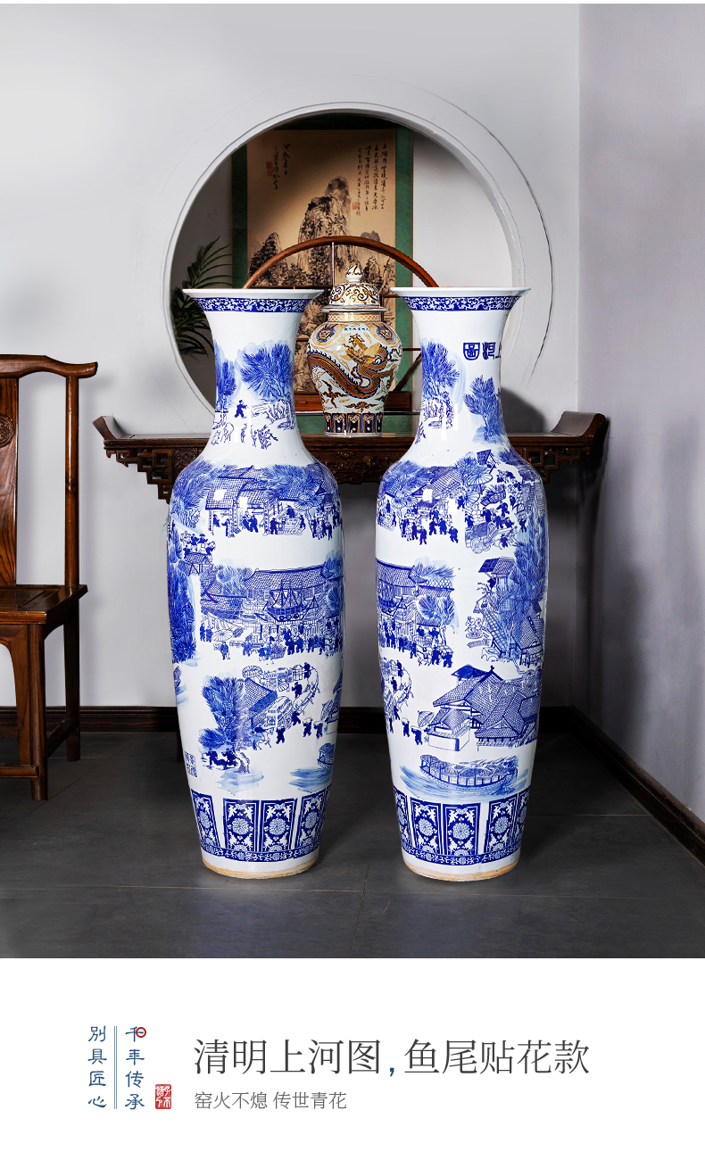 Hand - made ching Ming blue and white porcelain is jingdezhen ceramics vase painting of large sitting room adornment is placed large extra large