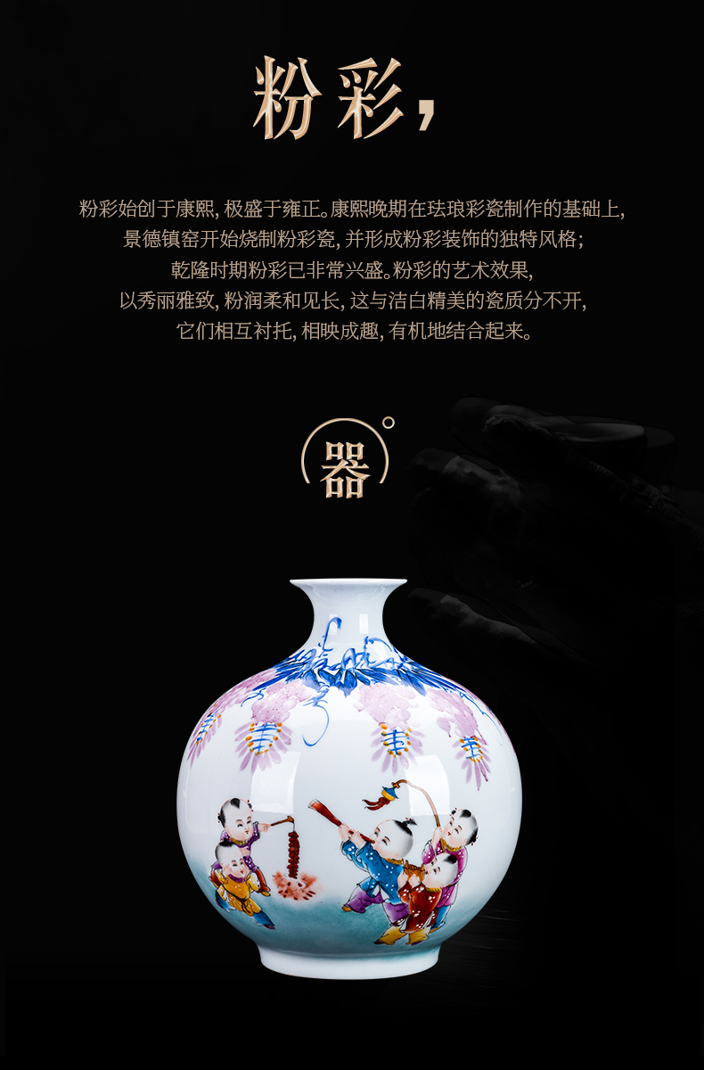 Jingdezhen ceramics bucket color of blue and white porcelain vase flower arranging pomegranate bottle of new Chinese style living room porch rich ancient frame furnishing articles