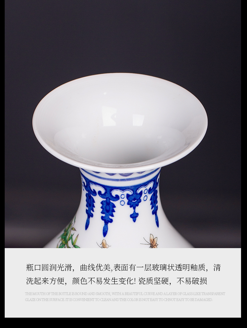 Jingdezhen ceramic floret bottle furnishing articles sitting room flower arranging pastel bamboo reports of Chinese style restoring ancient ways rich ancient frame ornaments