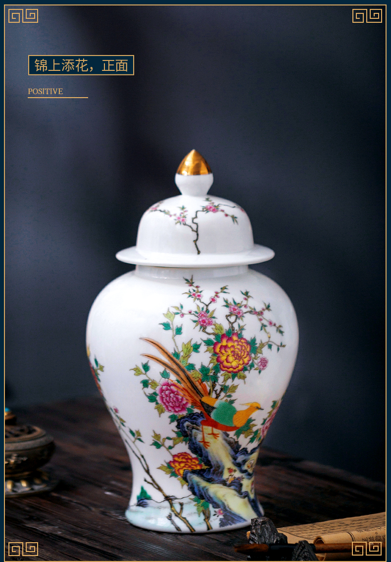 Jingdezhen ceramic vase furnishing articles of Chinese style white hand draw the general pot of home sitting room rich ancient frame porch decoration