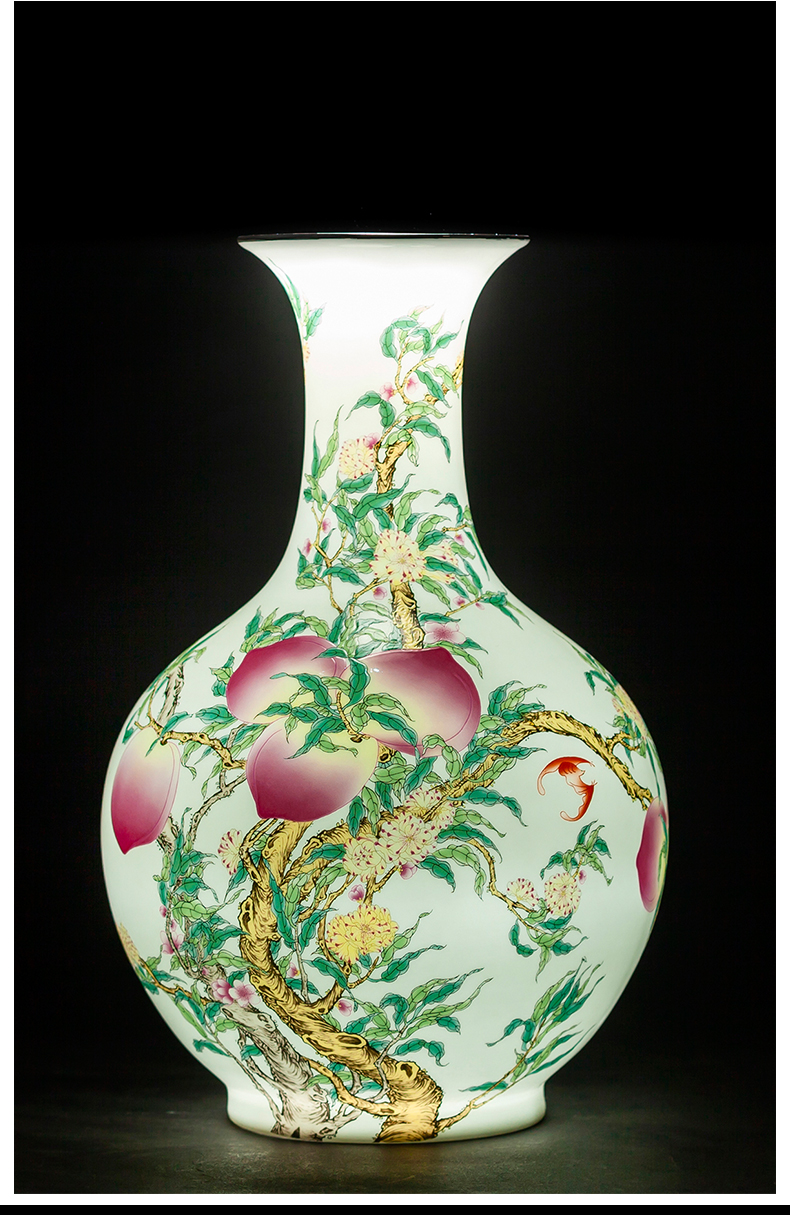 Jingdezhen ceramic vase furnishing articles large flower arranging manual of new Chinese style restoring ancient ways is about nine peach rich ancient frame sitting room adornment