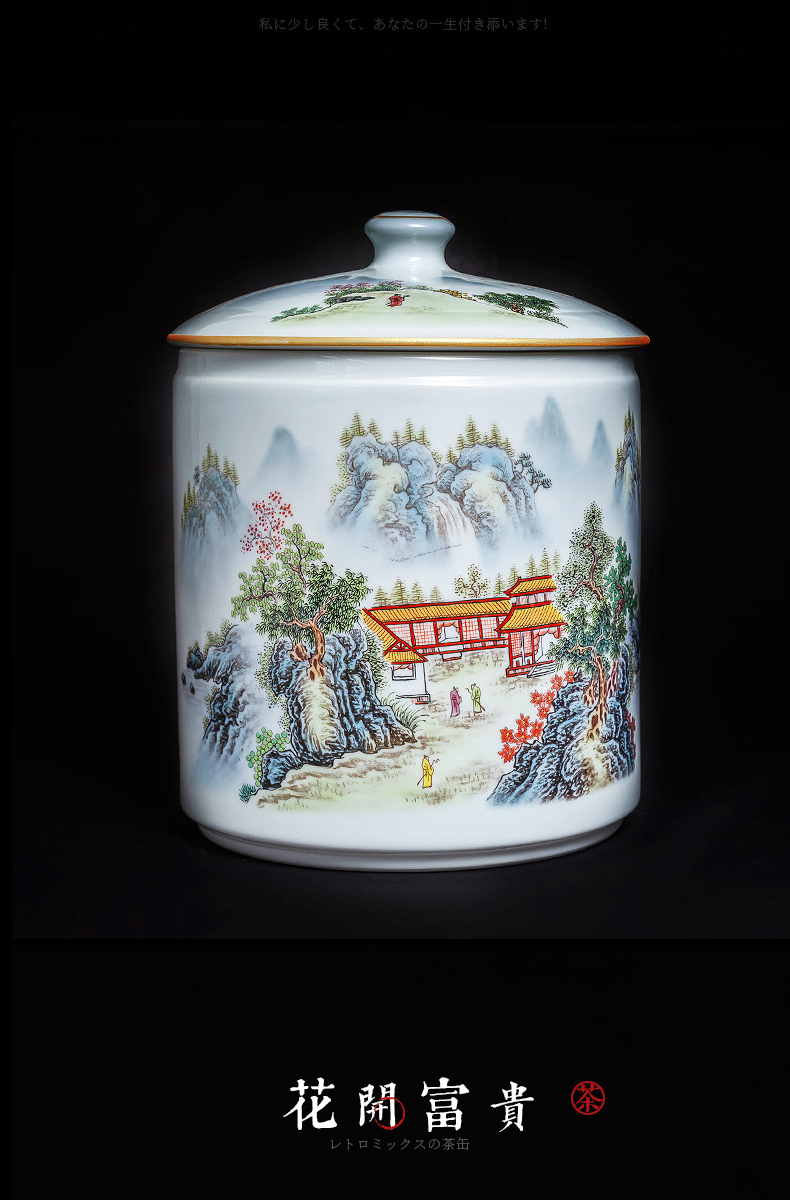 Jingdezhen tea pot seal tea cake big yards of household ceramics storage tank puer tea cake storage tanks