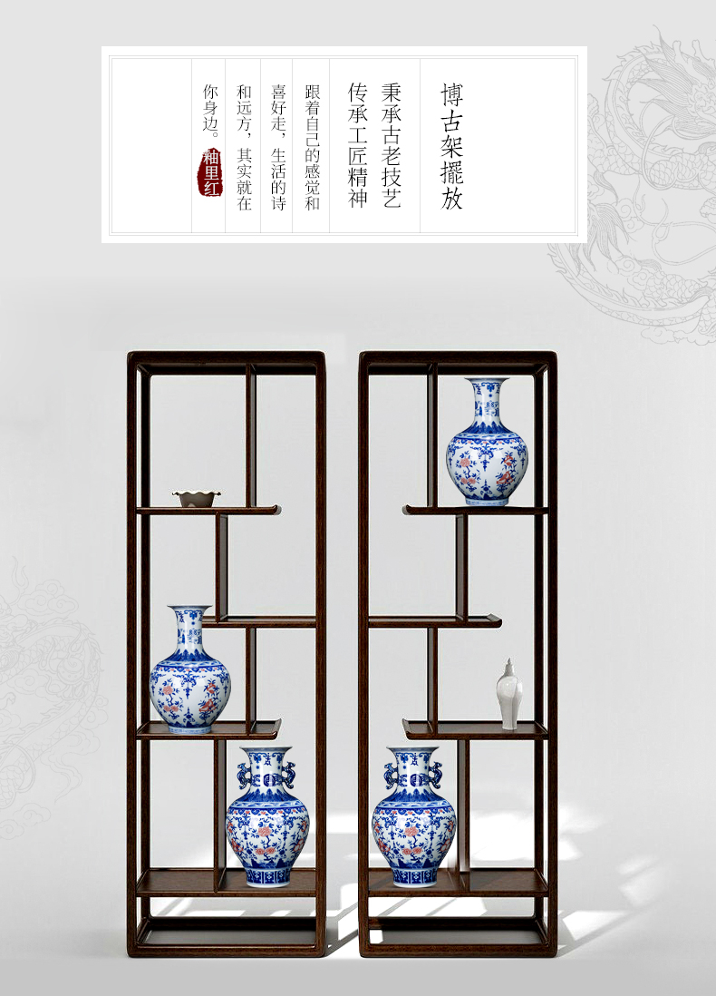 Jingdezhen ceramic vase sitting room rich ancient frame Chinese antique blue and white porcelain home decoration youligong furnishing articles