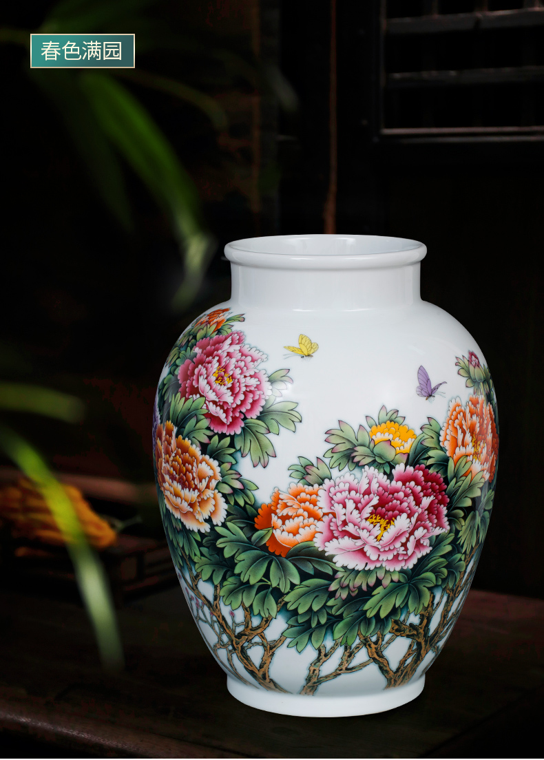 Jingdezhen ceramic vase penjing masters hand draw large Chinese lucky bamboo flower arranging rich ancient frame sitting room adornment