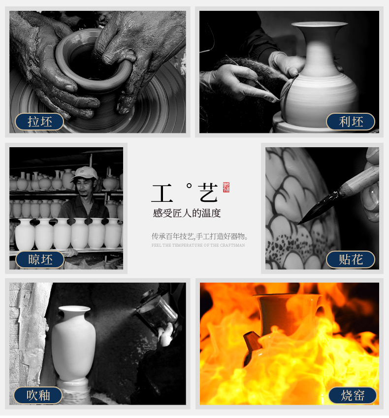 Jingdezhen ceramics vase Chinese flower arranging home sitting room porch TV ark, Angle of what adornment is placed on the ground