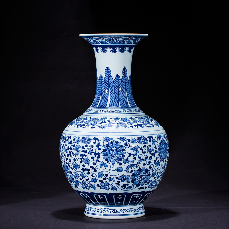 Blue and white porcelain of jingdezhen ceramics hand - made vases, flower arrangement home rich ancient frame sitting room adornment handicraft furnishing articles