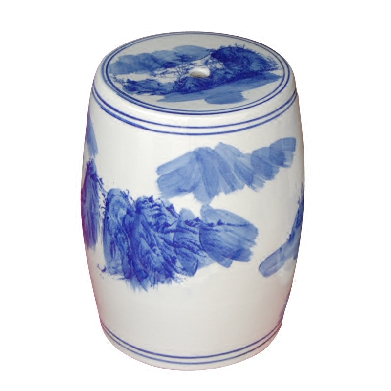 Ceramic hand made blue and white porcelain in shoes who drum who toilet who the new Chinese style of the ancients pier sit mound low who who L1