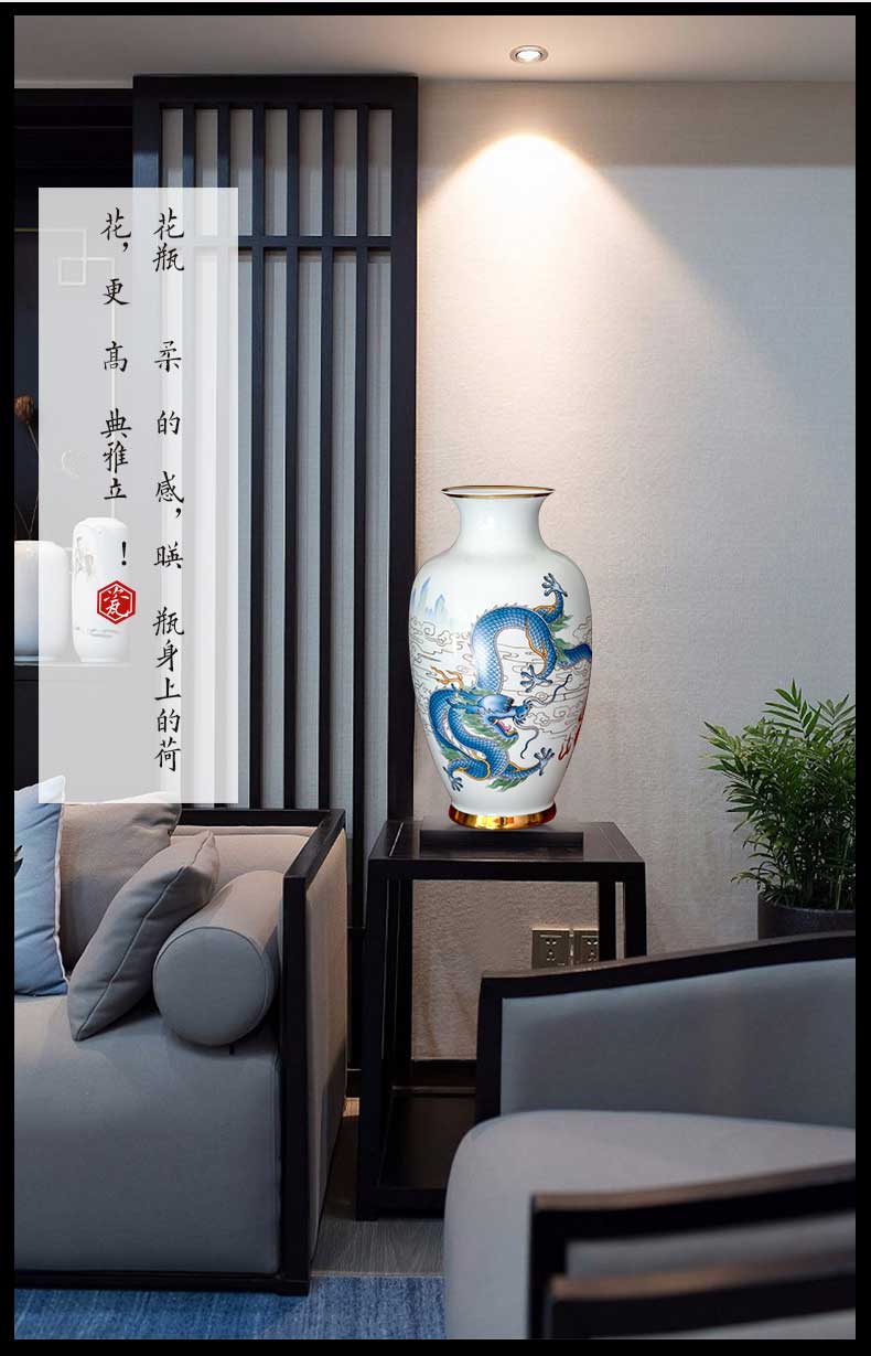 Jingdezhen ceramics vase famous master hand draw pastel in extremely good fortune of the sitting room adornment of new Chinese style furnishing articles