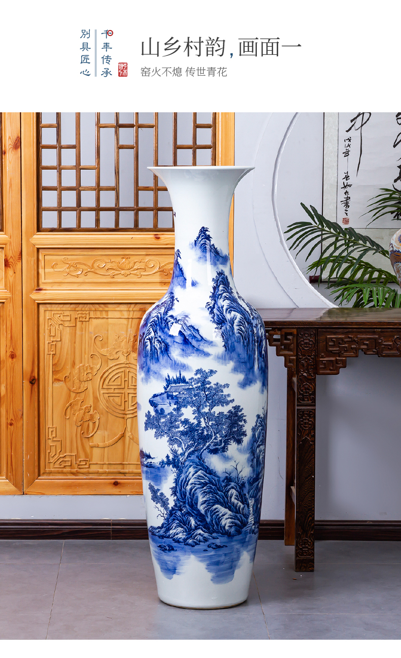 Jingdezhen ceramic shan ChunYun large blue and white porcelain vase furnishing articles to heavy home sitting room ground large hotel