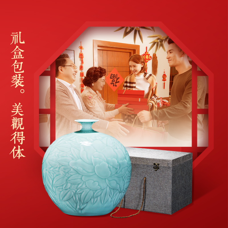 Jingdezhen ceramics vase furnishing articles flower arranging blue glaze pomegranate bottles of new Chinese style household rich ancient frame sitting room adornment