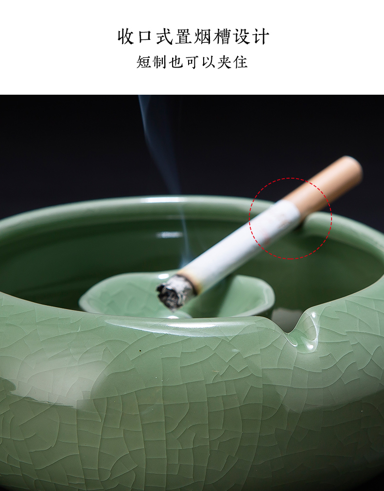 Jingdezhen ceramic crack ashtray home creative Chinese style living room decoration office car imitation of fly ash