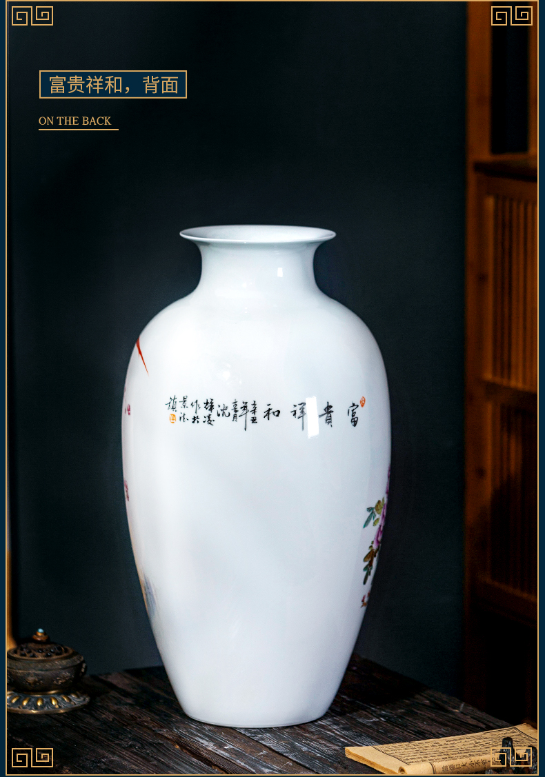 Jingdezhen ceramic vase furnishing articles rich ancient frame by hand draw archaize of new Chinese style household, the sitting room porch decoration
