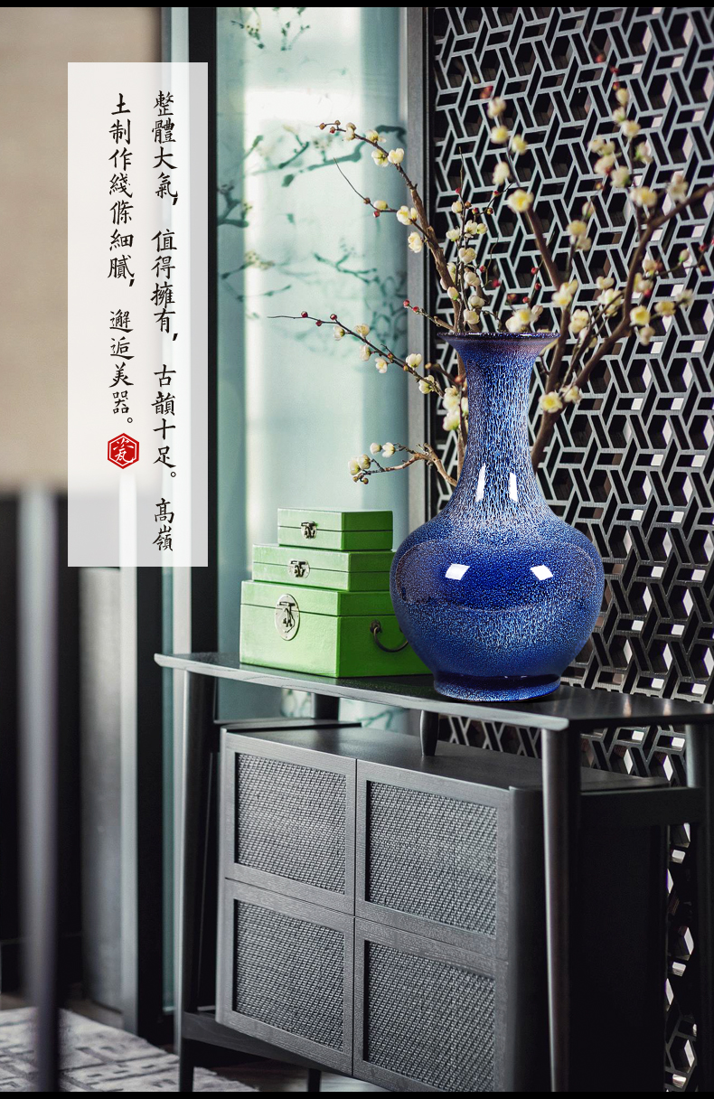 Jingdezhen ceramics creative vase dry flower arranging place, Chinese style household adornment ornament blue large living room