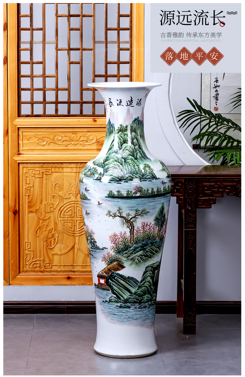 Jingdezhen ceramic hand - made landing big vase high furnishing articles to heavy Chinese office decoration for the opening large sitting room